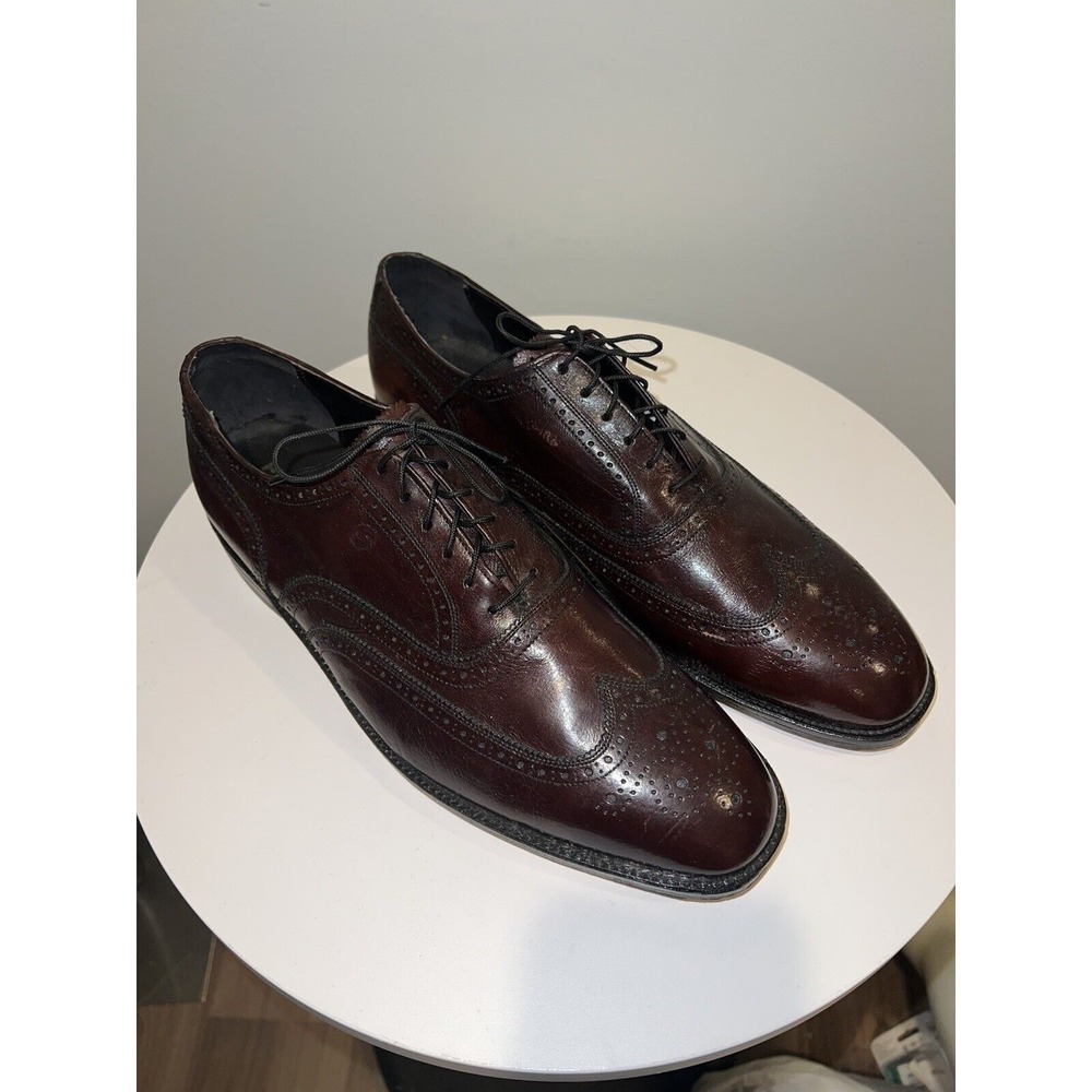 Freeman Free Flex Brown Leather Wingtip Dress Shoes Lace Oxfords Men 12 C - Picture 3 of 13